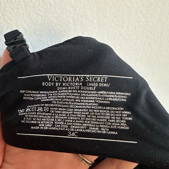 Victoria’s Secret Black Body by Victoria Lined Demi Lace Overlay Bra size 34C - Picture 6 of 6